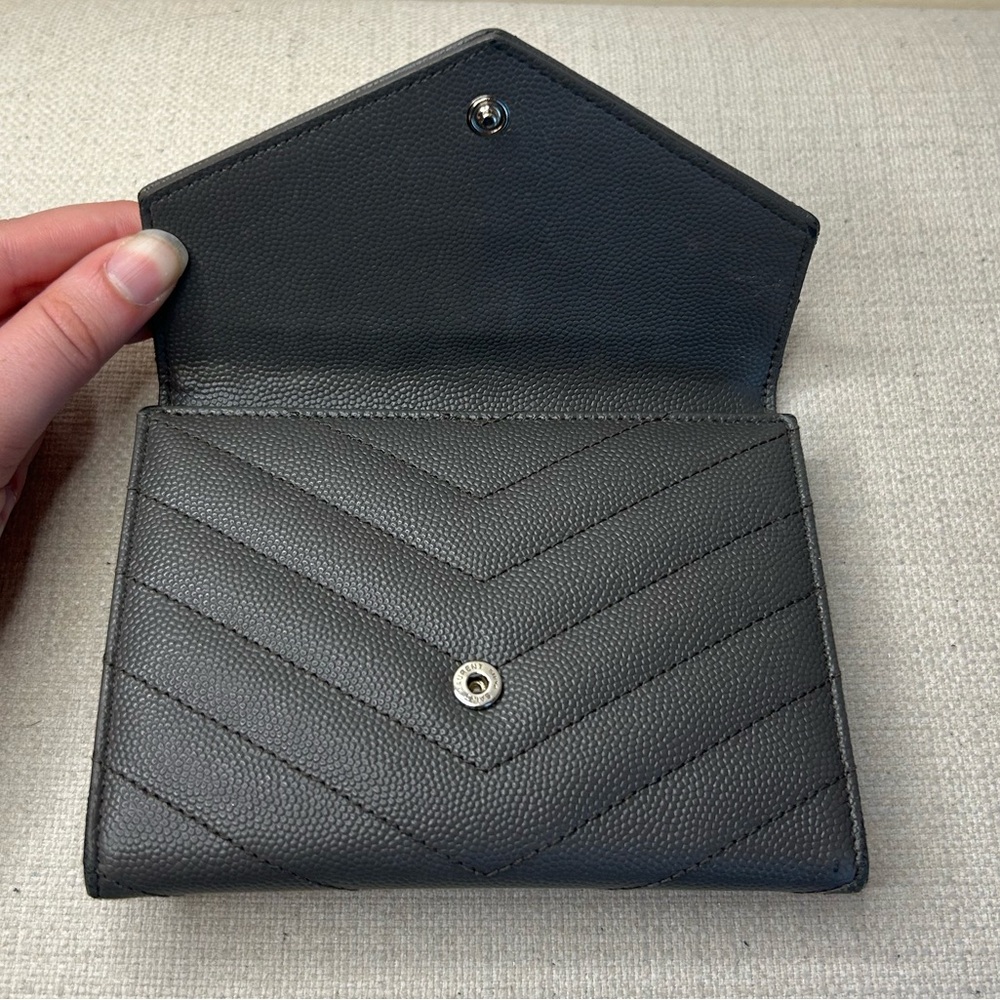 Gray Saint Laurent Compact Wallet - Picture 4 of 11